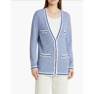 Hugo Boss Sz XS Sweater Blue white Cardigan Preppy Classic Luxury Designer